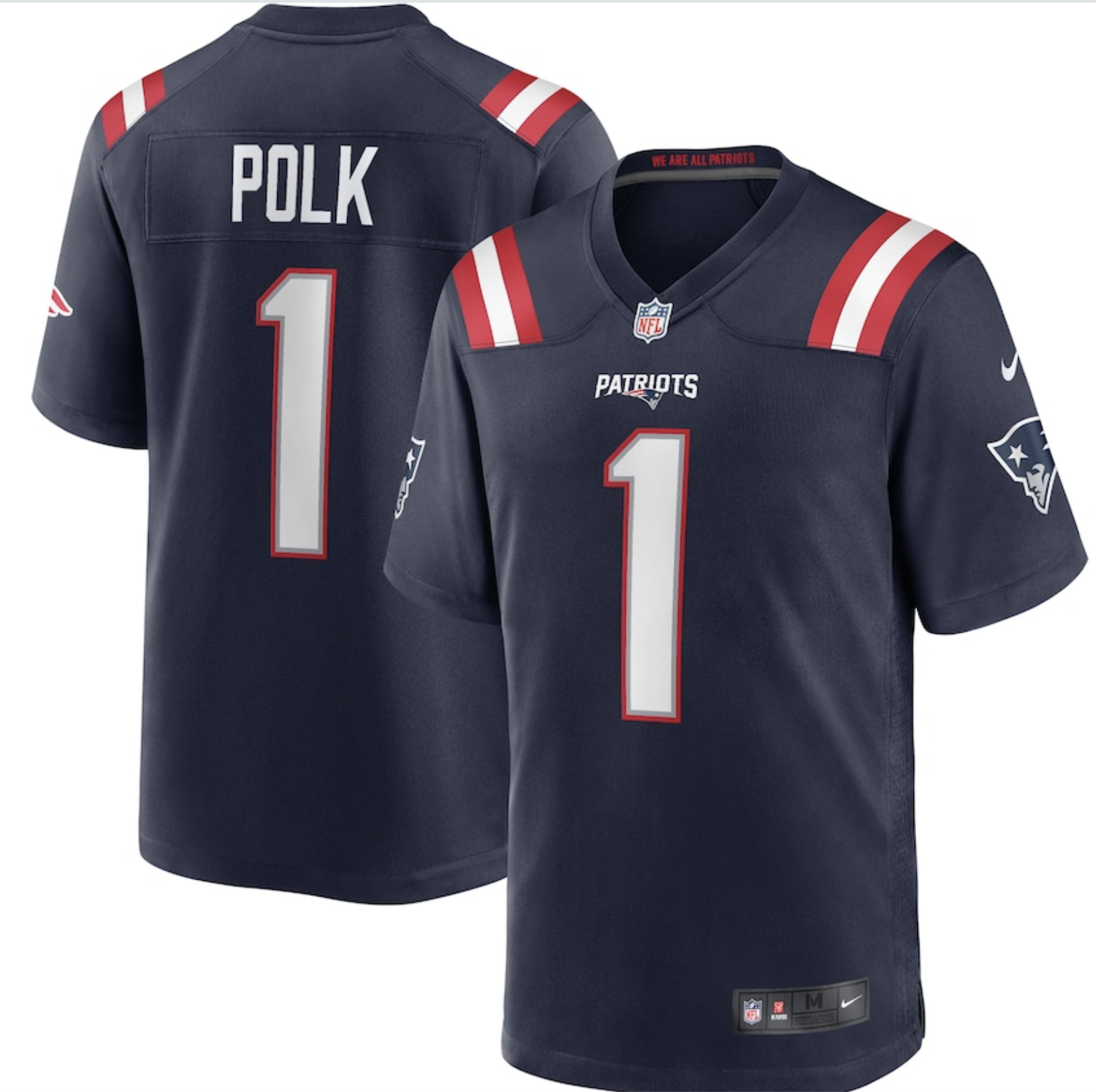 Men New England Patriots Nike #1 Polk Navy Team Game Jersey->new england patriots->NFL Jersey